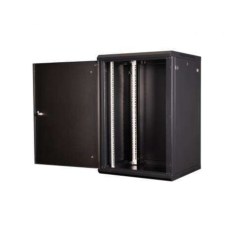 Шкаф 19" телекоммуникационный настенный, 18U 901x600х600 мм, дверь металл,черный